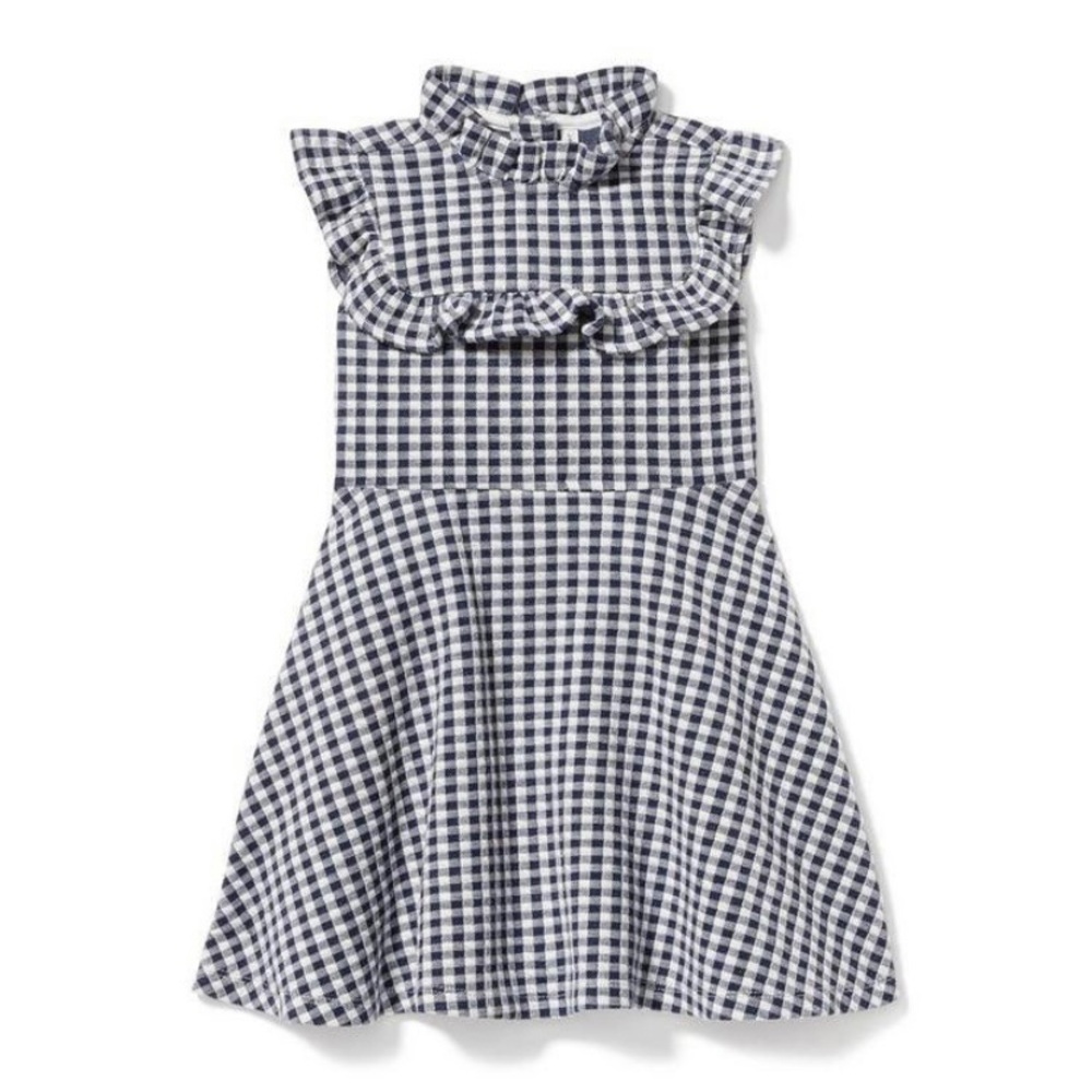 Janie and Jack Navy Blue & White Gingham Ruffle Dress